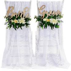 Table Decorations Oriental Trading Floral & Fabric Wedding Chair Decor Set 6 Pc