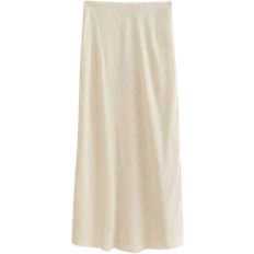 New Look Linen Blend Bias Cut Midi Skirt - Stone