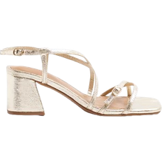 River Island Strappy Block Heeled Sandals - Gold