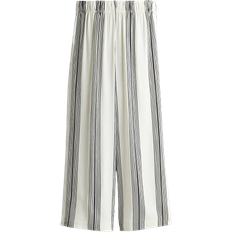 H&M Cropped Pull On Trousers - Cream/Striped