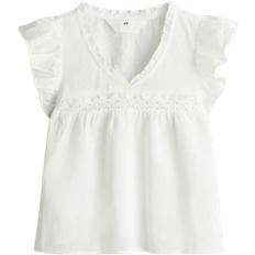 Blouses & Tunics Children's Clothing H&M Frill-Trimmed Cotton Blouse - White