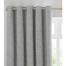 Dunelm Frankie Herringbone Blackout Eyelet Curtains Grey 117x228cm