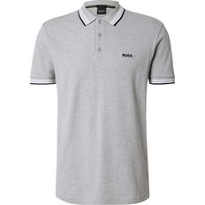 Silver Polo Shirts BOSS Paddy Polo Shirt In Cotton Piqué With Logo Undercollar - Grey