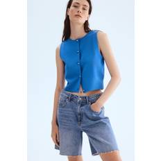 H&M Dame Strikket Vest - Blå