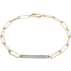 Macy's Paperclip Link Bracelet - Gold/Diamonds
