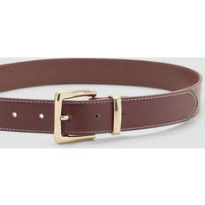 Mango Tilbehør Mango Stitched Belt With Square Buckle - Brunt