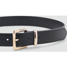 Mango Tilbehør Mango Stitched Belt With Square Buckle - Sort