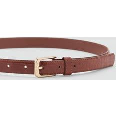 Leather - Women Belts Mango Fine Croco Leather-Effect Belt - Brown