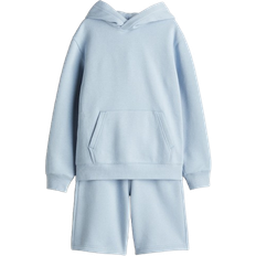 H&M 2-delat Set Med Huvtröja Och Sweatshorts - Ljusblå