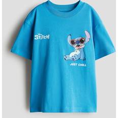 Blåa T-shirts Barnkläder H&M T-shirt Med Tryck - Blå/Lilo & Stitch