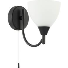 Contemporary Pull Switched In Antique Brass With White Glass Shade - Matte Black