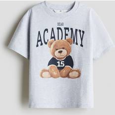 Børnetøj H&M Girls Teddy Bear Oversized Cotton T-shirt - Grey Marl