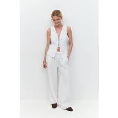 Linne Kläder Gina Tricot Wide Linen Trousers - Vit