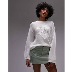 Florals Jumpers Mango Hibiscus Floral Crochet Jumper - White