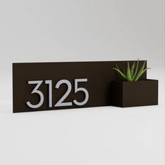 Facade Numbers Vista View Wall Address Plaque 7.0 H x 24.0 W x 3.0 D in Brown Steel