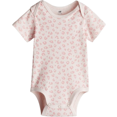 Pink Bodysuits H&M Printed Envelope-Neck Bodysuit - Pink