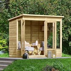 Forest Garden Wood Medium Cabin Forest Garden Beckwood Summerhouse Log Cabin 7'5' 2.26m x 1.7m Pent Double Door (Building Area )