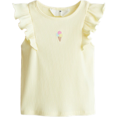 H&M Embroidered Motif Vest Top - Light Yellow/Ice Cream (1300771001)