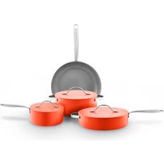 Cookware Ebern Designs Colour Me Happy 4 Piece 28cm Frying Pan 24cm Casserole 4 Cookware Set with lid