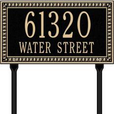 Facade Numbers Whitehall Products Egg & Dart 2-Line Lawn Address Sign 24.25 H x 13.0 W x 1.0 D in Black/Gold