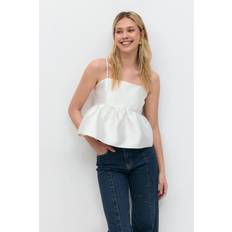 Bluser Gina Tricot Shiny Peplum Top - Råhvid