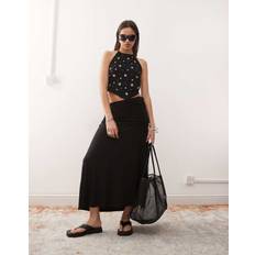 Weekday Skirts Weekday Maxi Skirt With Fold Over Waistband - Black
