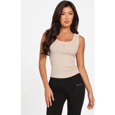 Guess Women Tank Tops Guess Eco Triangle Patch Tank Top - Beige