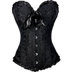 Everbellus Mujeres Fajas Bustier Gótico Corset Top Waist Trainer - Negro