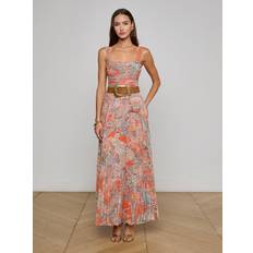 Orange Skirts L'agence Torin Pleated Maxi Skirt - Orange/Light Blue