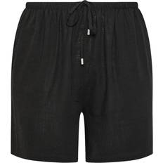 Yours Tie Front Linen Shorts - Black