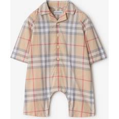 Cotton Jumpsuits Children's Clothing Burberry Childrens Check Cotton Jumpsuit - Pale Beige