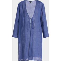 Linen Jackets Eileen Fisher Tie-Front Gauzy Organic Jacket - Bluette