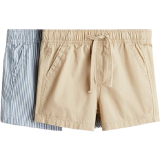 H&M Baumwollshorts 2er-pack - Beige/Blaugestreift (1277740001)