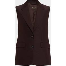 Loro Piana Vests Loro Piana Cedric Textured Tussah Single-Breasted Vest - Carob Bean