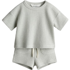 H&M 2-Delat Set I Våfflad Bomull - Ljus Dimgrön