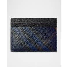 Men's Sandon Check and Leather Card Holder - Midnight