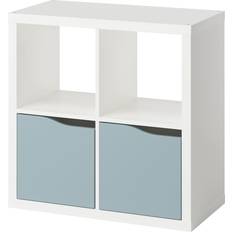 Kallax hylla IKEA Kallax Hylla Med 2 Dörrar Vit/Ljus Gråblå Vågformad 77 x 77 cm Vägghylla