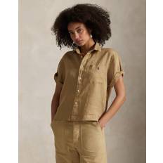 Dam - Multifärgade Skjortor Polo Ralph Lauren Kortärmad Skjorta I Linnetyg Med Kort - Brun