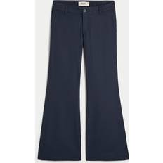 Hollister Low-Rise Linen-Blend Baggy Flare Trousers - Navy