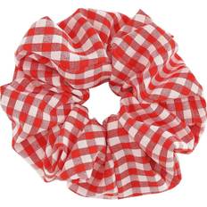 Red Hair Ties Sui Ava Large Gingham Hair Scrunchie in Red