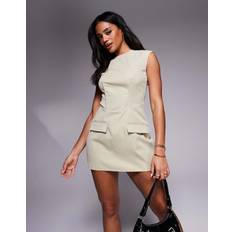 MISSYEMPIRE Bengaline Structured Pocket Detail Mini Dress - Sage Green