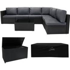 Rattan Modular 7 Piece Furniture 700L Storage Box - Black
