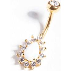 Body Chains Lovisa Gold Titanium Opal Diamante Belly Bar - Gold