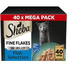 Sheba Wet Food Pets Sheba Adult Wet Cat Food Pouches 40 x 85 g Fish