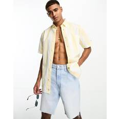 Tommy Hilfiger Yellow Shirts Tommy Hilfiger Regular Fit Stripe Short Sleeve Shirt - Yellow