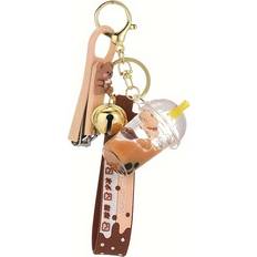 Wallets & Key Holders Temu Acrylic Into Oil Floating Pearl Milk Tea Bear Keychain - Loss