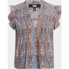 Idris Flutter-Sleeve Blouse - Slate Blue