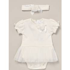 Detail Tutu Bodysuit Headband Outfit Set - Cream