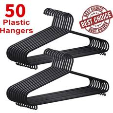 Hangers Temu 50 x Black Coat Hangers Strong Plastic Set Hanger
