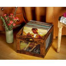 CD & Vinyl Storage 17 Stories Vinyl Record Storage Crate Wooden Record Holder 9.96 H X 15.15 W X 13.58 D